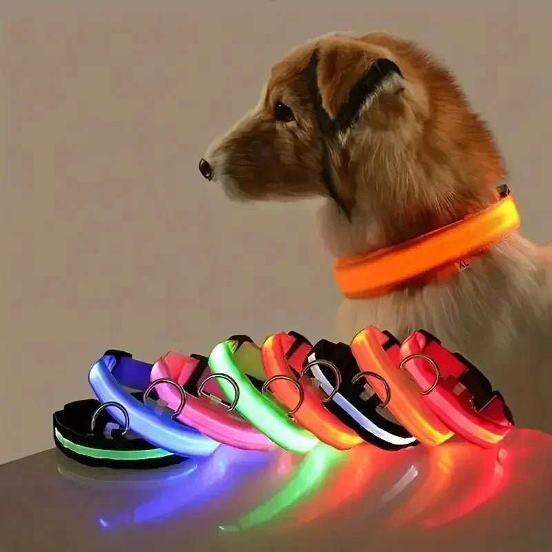 Light up LED Pet Dog Collar Safety Night Walking Flashing Glow in the Dark LED Pet Dog Battery Collar Small Medium Large Dog