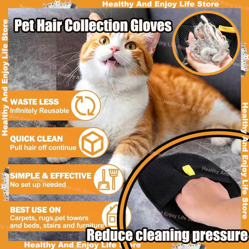 Revolutionary Pet Hair Cleaning Gloves - Double-Sided Beauty Tool for Effortless Pet Care!